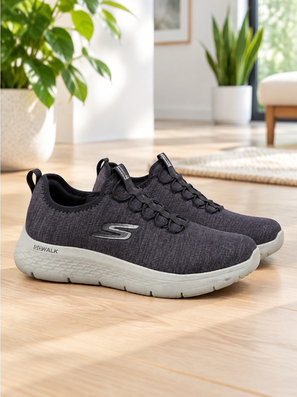 Skechers Men's Go Walk Slip-On Sneakers - Charcoal/Black